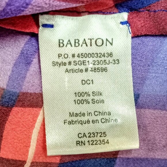 Babaton Plaid Sleeveless Sheer Silk Blouse - Picture 4 of 5